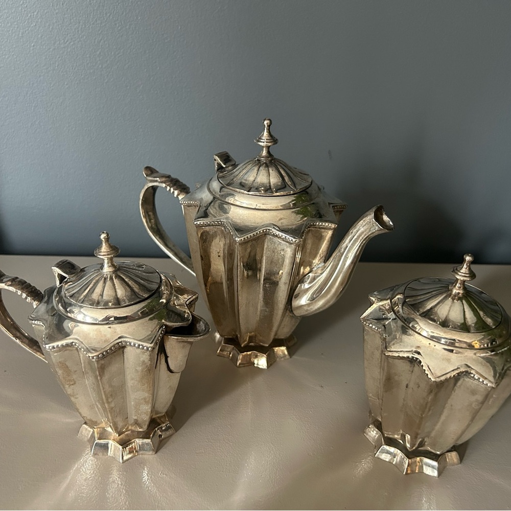 Bombay and Company silver tea set